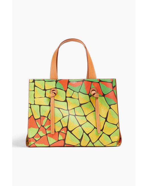 Emilio Pucci Yellow Printed Leather Tote