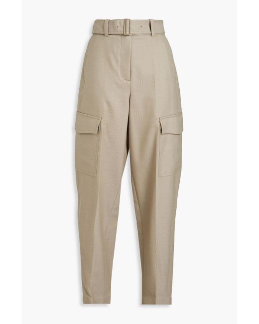 Joseph Natural Devonport Belted Wool-blend Twill Tapered Pants