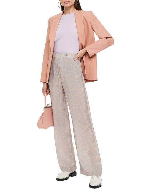 Acne Purple Printed Cupro Flared Pants
