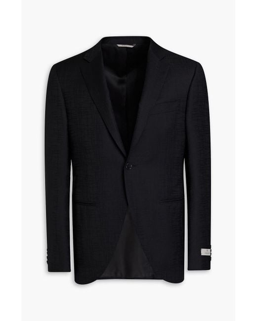 Canali Black Wool-jacquard Blazer for men
