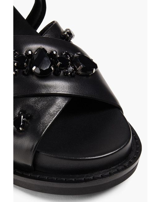 Simone Rocha Black Embellished Leather Sandals
