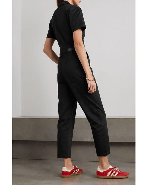 Rivet Utility Black Worker Cotton-blend Twill Jumpsuit