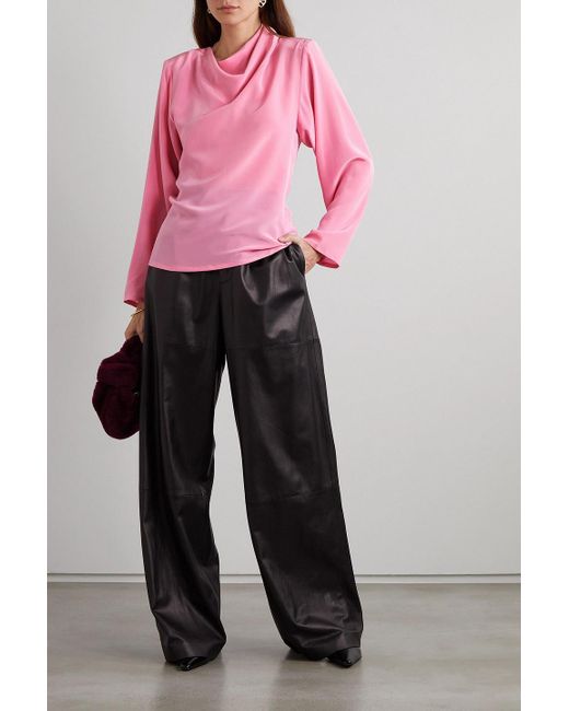 Envelope Pink Throw Draped Silk Crepe De Chine Top