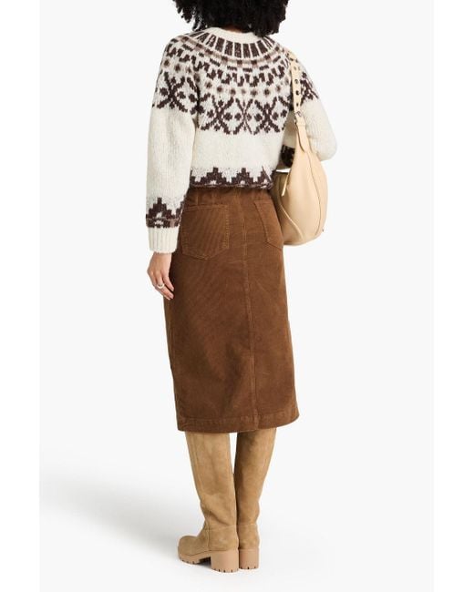 FRAME Brown The penelope midirock aus cord aus stretch-baumwolle