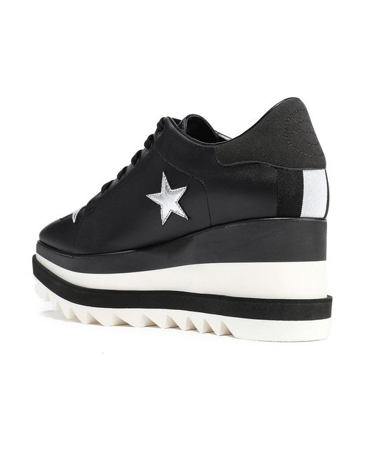 Stella McCartney Black Sneak-elyse Appliquéd Faux Leather Platform Sneakers