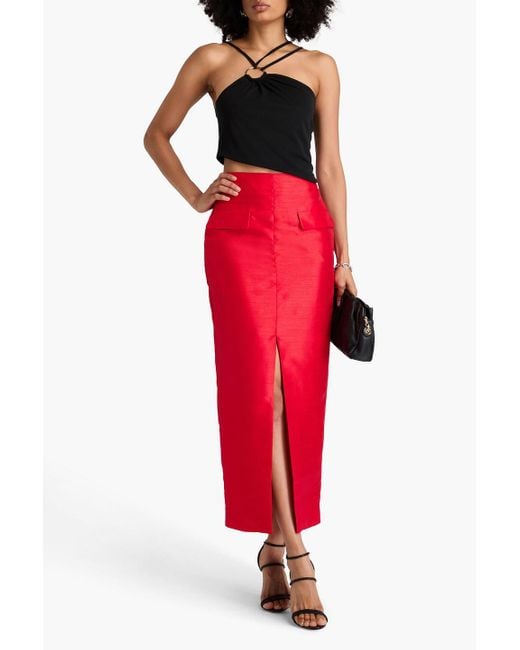 Nicholas Red Shantung Maxi Skirt
