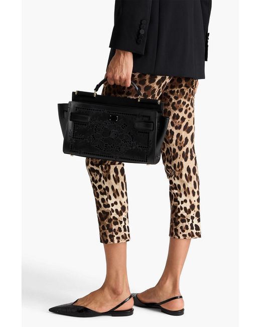 Dolce & Gabbana Black Sicily 62 Embroidered Leather Tote
