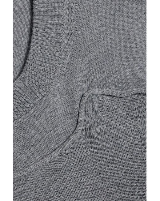 Alexander McQueen Gray Ribbed Wool And Cashmere-Blend Midi Dress