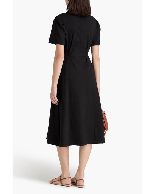 Theory Black Linen-blend Midi Dress