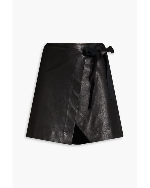 Rag & Bone Black James Leather Mini Wrap Skirt