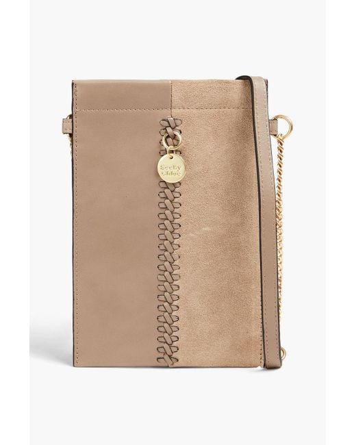 See By Chloé Natural Tilda Suede And Leather Phone Pouch