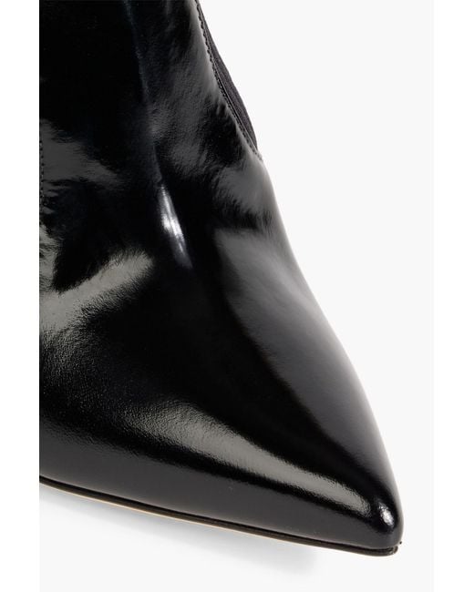 Dolce & Gabbana Black Kniehohe stiefel aus glanzleder und rippstrick