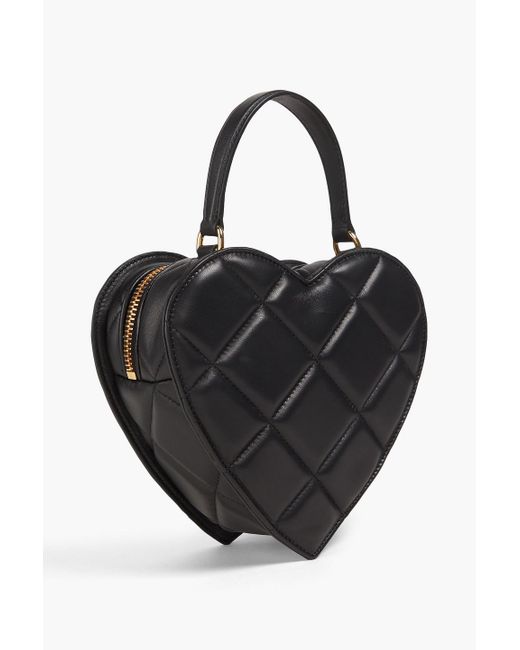 Moschino Black Quilted Embellished Leather Tote