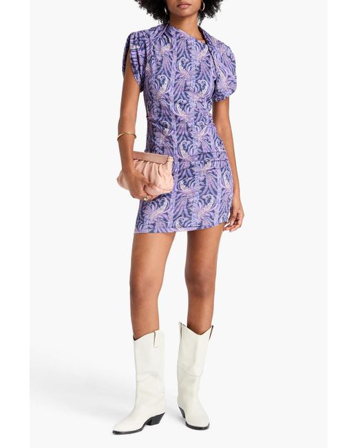 Isabel Marant Purple Minikleid "sibara" aus baumwoll-jersey mit paisley-print