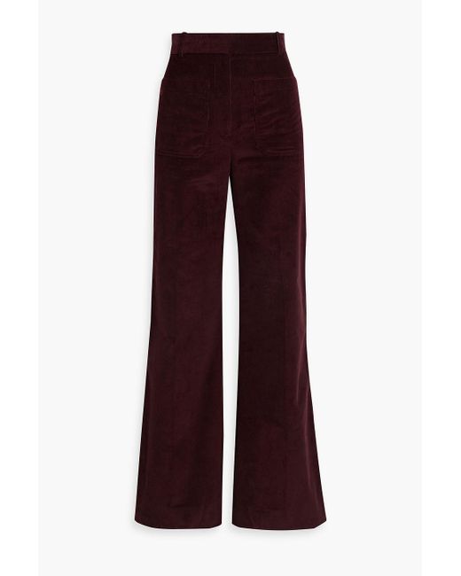 Victoria Beckham Purple Cotton-corduroy Flared Pants