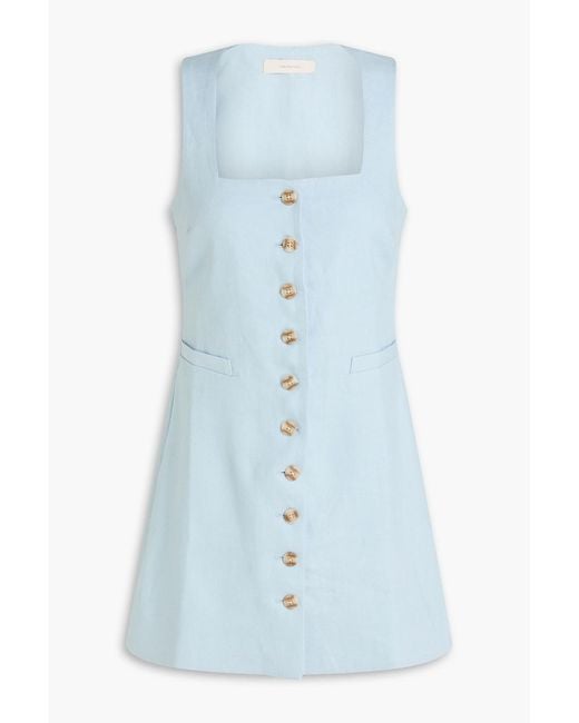 Faithfull The Brand Blue Jaques Linen Mini Dress