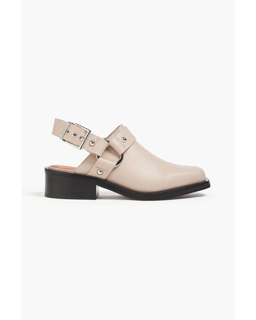 Ganni White Embellished Slingback Clogs