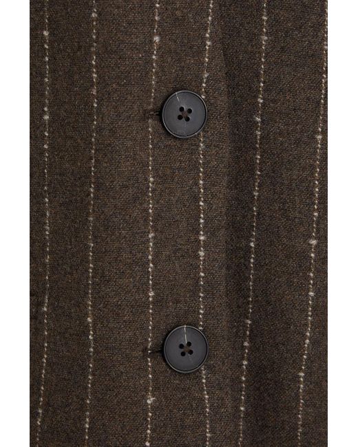 REMAIN Birger Christensen Brown Pinstriped Wool-blend Tweed Vest