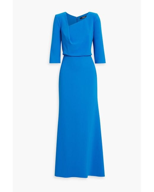 Badgley Mischka Blue Draped Crepe Gown