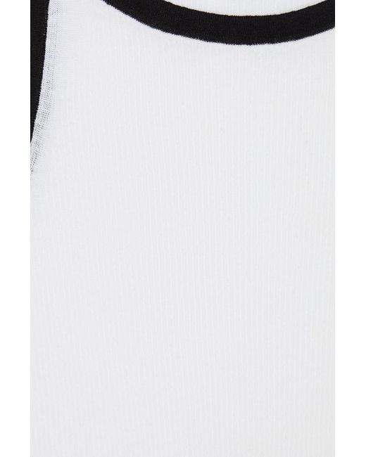 James Perse White Ribbed Linen-Blend Jersey Midi Dress