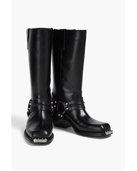 Sandro Black Studded Leather Boots
