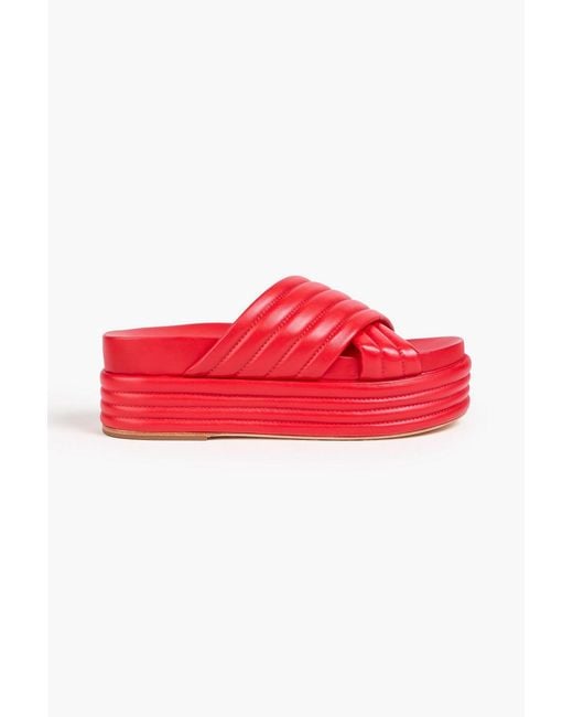 Farm Rio Red Quilted Leather Platform Sandals