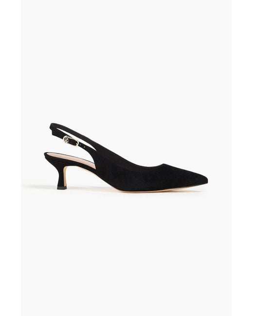Stuart Weitzman Black Isla Suede Slingback Pumps