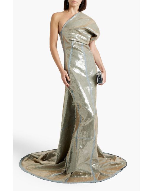 Rick Owens Green Aphrodite Sequined Denim Gown