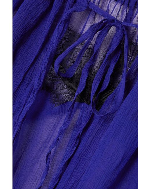 Dries Van Noten Blue Layered Silk-blend Crepon Top