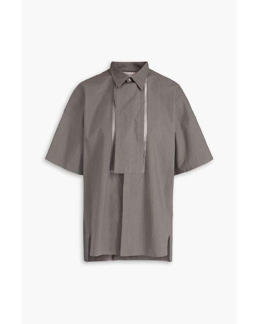 Gentry Portofino Gray Organza-trimmed Cotton-poplin Shirt