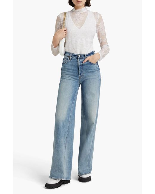 Maje White Stretch-lace Turtleneck Top