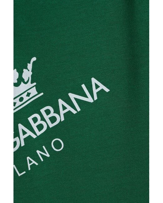 Dolce & Gabbana Green Printed French Cotton-blend Terry Sweatpants for men