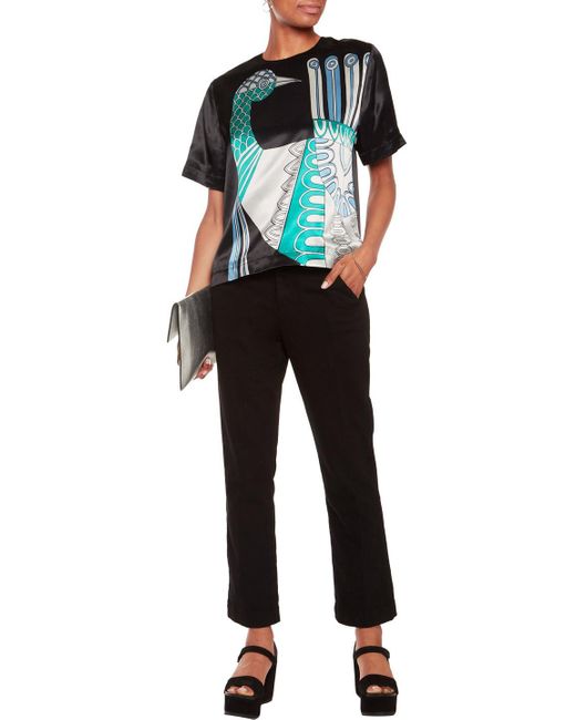 MSGM Black Printed Satin Top