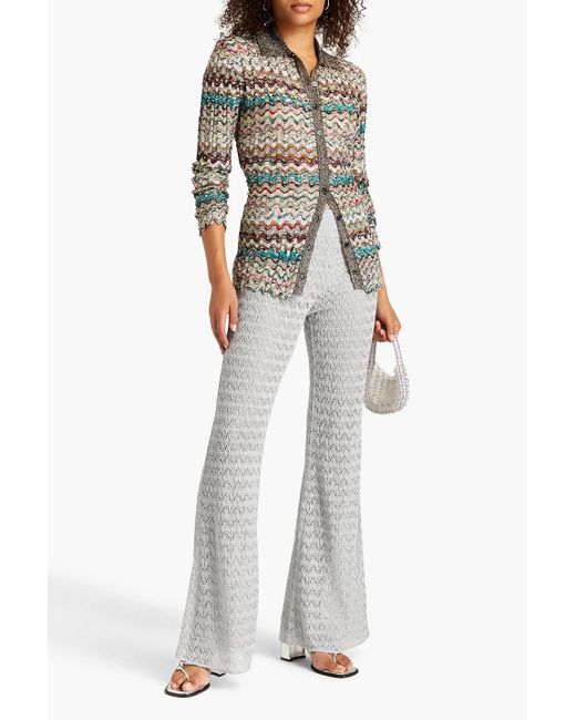 Missoni White Crochet-knit Flared Pants