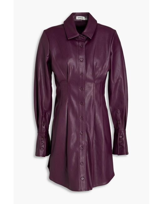 Jonathan Simkhai Purple Pleated Mini Shirt Dress