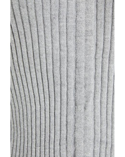 Maje Gray Ribbed-knit Top