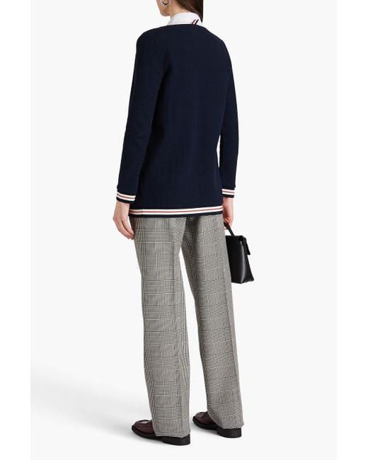 Thom Browne Blue Striped Ribbed Cotton Cardigan