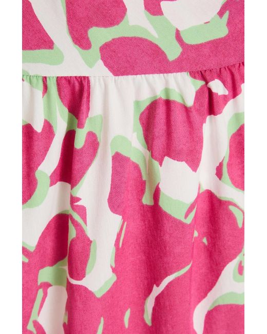 Diane von Furstenberg Red Roxanna Floral-print Cotton-blend Poplin Midi Wrap Dress