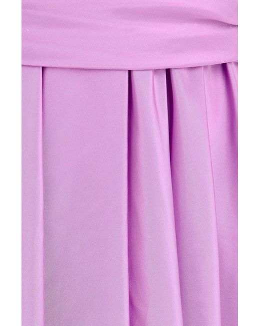 Rhea Costa Purple Wrap-effect Taffeta Gown