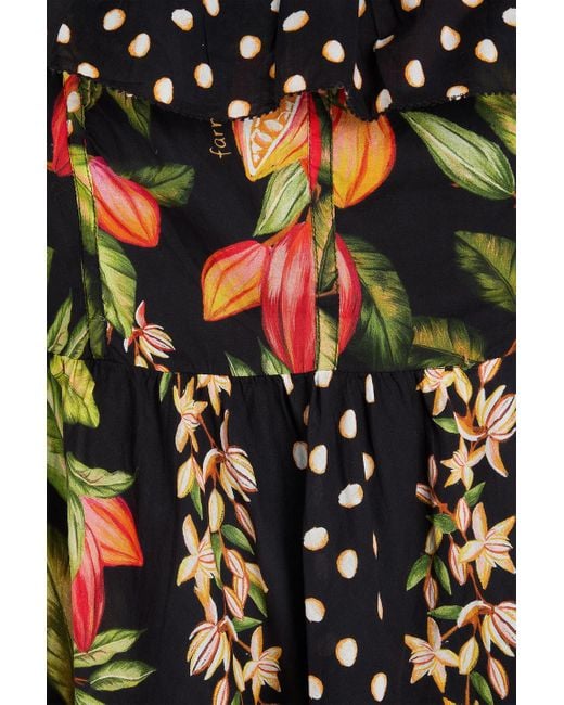 Farm Rio Red Ruffled Printed Cotton-mousseline Mini Dress