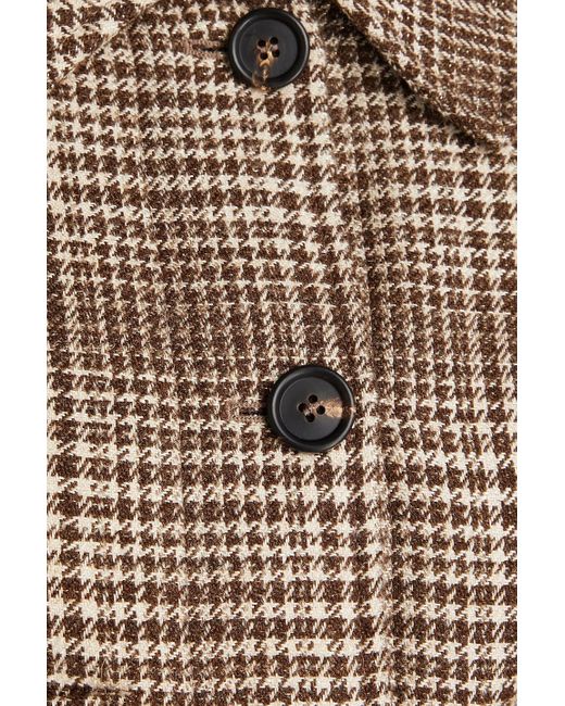 Brunello Cucinelli Brown Jacke aus einer wollmischung mit hahnentrittmuster in metallic-optik