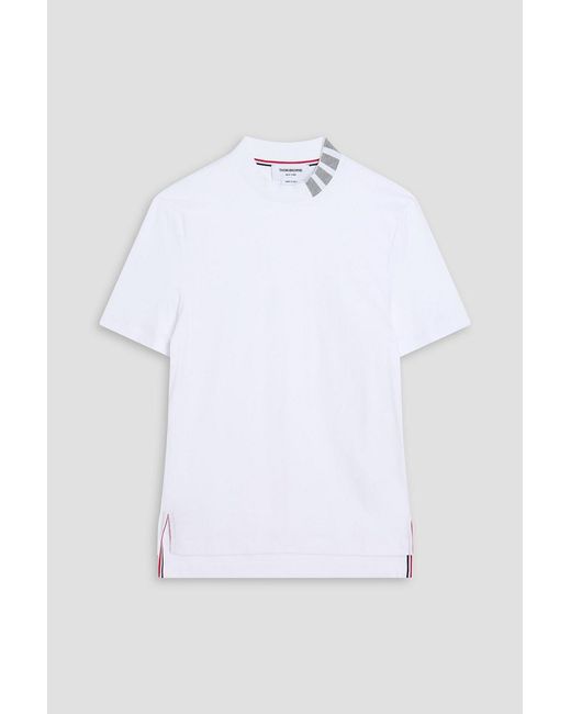 Thom Browne White Striped Cotton-jersey T-shirt for men
