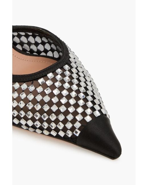 Malone Souliers Black Vega 70 Crystal-Embellished Mesh Mules