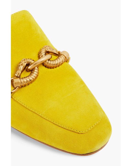Tory Burch Yellow Jessa loafers aus veloursleder mit verzierung