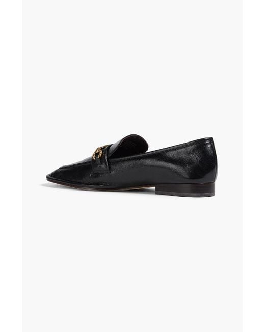 Tory Burch Black Perrine Embellished Leather Loafers