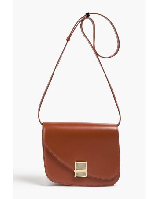 Ferragamo Brown Fiamma Leather Cross-Body Bag