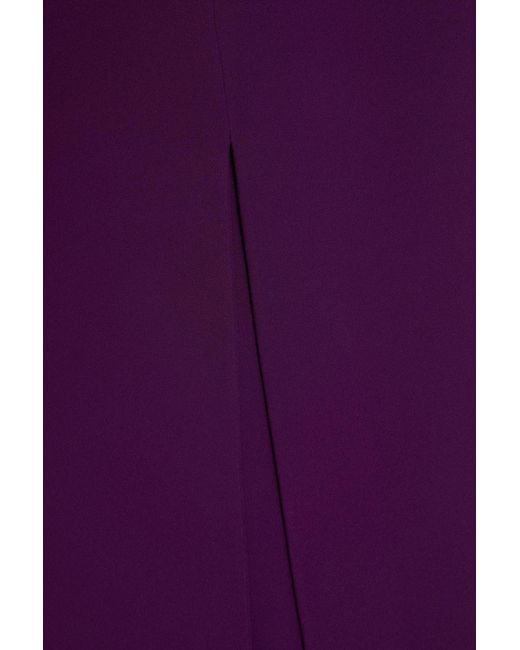 Safiyaa Purple Belted Crystal-Embellished Stretch-Crepe Peplum Maxi Dress