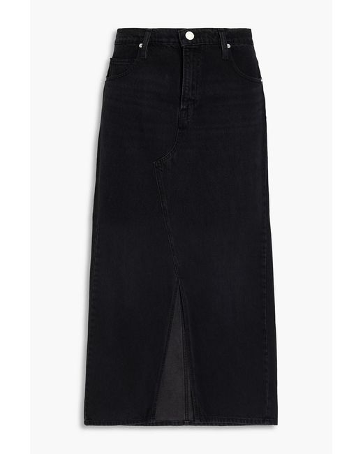 FRAME Black The Midaxi Denim Midi Skirt