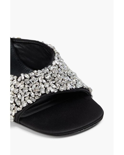 Jonathan Simkhai Black Crystal-Embellished Satin Mules