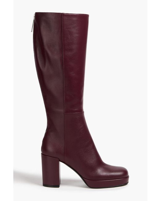 Sergio Rossi Red Leather Platform Boots